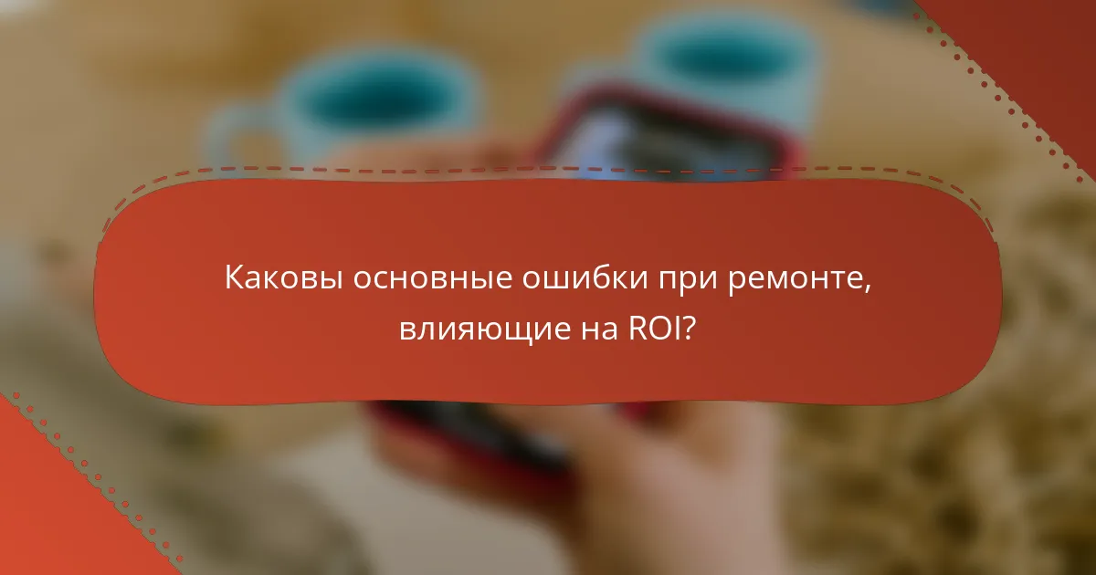 Каковы основные ошибки при ремонте, влияющие на ROI?